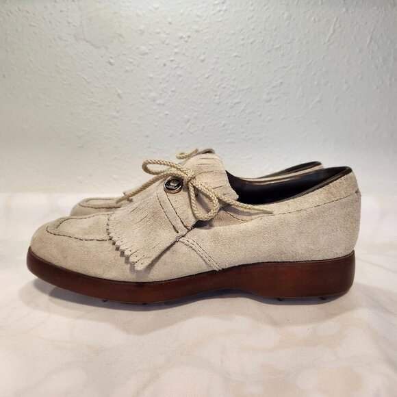 Vintage Senator Suede Golf Cleats‎ Women's 6.5M Saddle Shoe Kilties Niche *Rare* - Picture 5 of 13